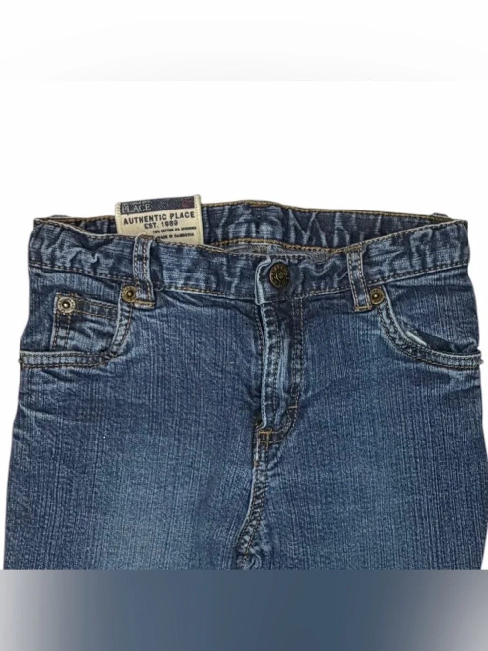 Authentic Place Girls Size 6 Blue Bootcut Jeans Y2K Adjustable Waist